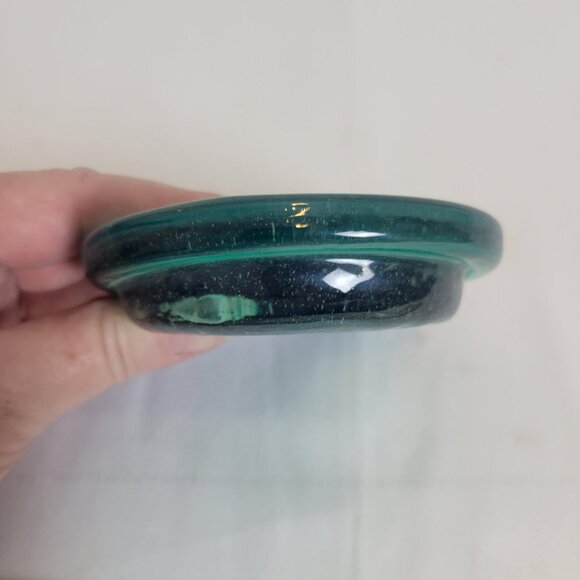 Vintage Moon Face w/Stars Blue & Teal Glass Paperweight Suncatcher Art 4" - Picture 3 of 4